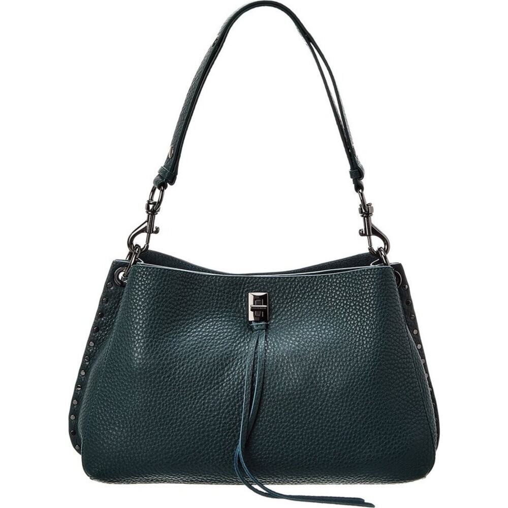 Rebecca Minkoff Darren medium studded leather shoulder bag in deep jade